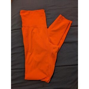 Under Armour Womens Heat Gear Orange Leggings Fitted Athletic Workout - Size M